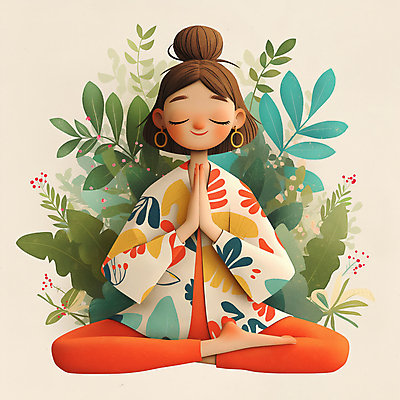 JPG 전신 여자 잎 일러스트 요가 건강 한명 성인 운동 평화 눈감음 편안함 명상 가부좌 손모으기 베이지색 성인여자한명만 국내일러스트 AI일러스트 AI콘텐츠 식물 1 웰빙 컬러 컨셉 모션 사람 앉기 손짓 감각 여자한명만 성인여자만 파일형식