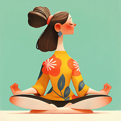 JPG 전신 여자 일러스트 요가 건강 한명 성인 초록색 운동 평화 눈감음 편안함 명상 가부좌 성인여자한명만 국내일러스트 AI일러스트 AI콘텐츠 1 웰빙 컬러 컨셉 모션 사람 앉기 감각 여자한명만 성인여자만 파일형식