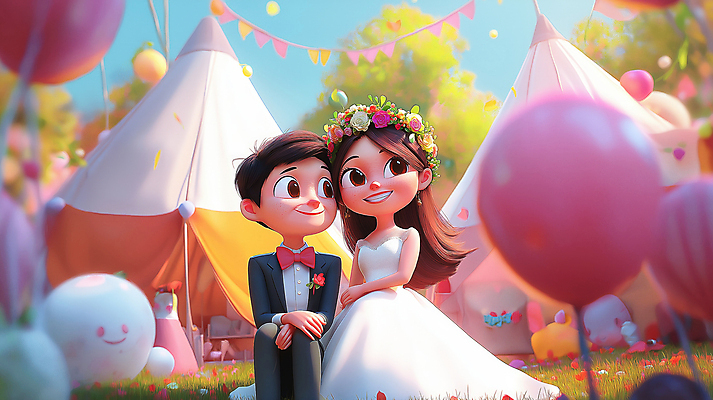 JPG 전신 편집이미지 부부 여자 남자 꽃 행복 부케 웨딩드레스 결혼식 사랑 웃음 정장 잔디 성인 야외 두명 햇빛 파티 풍선 가랜드 야외결혼 성인만 편집3D AI컴퓨터그래픽 AI콘텐츠 식물 커플 드레스 옷 감정 꽃다발 결혼 표정 사람 이벤트 태양 3D 파티용품 파일형식