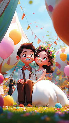 JPG 전신 편집이미지 부부 여자 남자 꽃 행복 웨딩드레스 결혼식 사랑 웃음 정장 잔디 성인 야외 두명 햇빛 파티 풍선 가랜드 야외결혼 성인만 편집3D AI컴퓨터그래픽 AI콘텐츠 식물 커플 드레스 옷 감정 결혼 표정 사람 이벤트 태양 3D 파티용품 파일형식