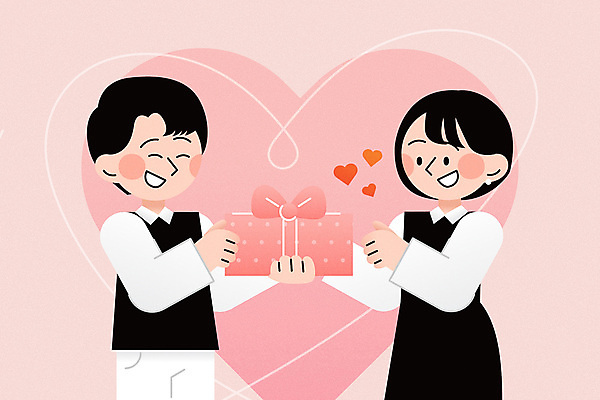 커플 여자 남자 행복 분홍색 일러스트 발렌타인데이 사랑 미소 상반신 성인 두명 기쁨 로맨틱 하트 주기 성인만 국내일러스트 AI파일 모양 감정 컬러 컨셉 관계 모션 데이이벤트 표정 사람 파일형식 벡터