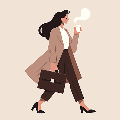 전신 여자 커피 가방 일러스트 한명 들기 정장 성인 걷기 코트 가을 직장인 수증기 출근 베이지색 성인여자한명만 2025년 트렌드컬러 국내일러스트 모카무스 AI파일 직업 1 잡화 옷 계절 음료 컬러 모션 사람 외투 연도 출퇴근 여자한명만 성인여자만 파일형식 벡터
