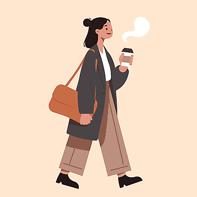 전신 여자 커피 가방 일러스트 한명 들기 정장 성인 걷기 코트 가을 직장인 출근 베이지색 성인여자한명만 2025년 트렌드컬러 국내일러스트 모카무스 AI파일 직업 1 잡화 옷 계절 음료 컬러 모션 사람 외투 연도 출퇴근 여자한명만 성인여자만 파일형식 벡터