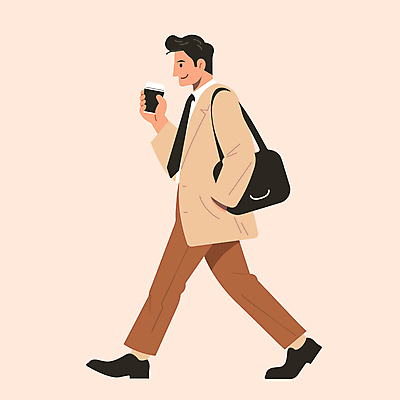 전신 남자 커피 가방 일러스트 한명 들기 정장 성인 걷기 가을 직장인 출근 주머니손 베이지색 성인남자한명만 2025년 트렌드컬러 국내일러스트 모카무스 AI파일 직업 1 잡화 옷 계절 음료 컬러 모션 사람 연도 출퇴근 남자한명만 성인남자만 파일형식 벡터