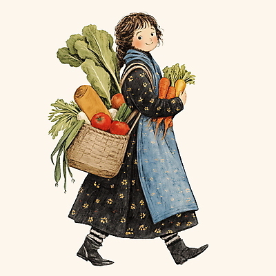 전신 PSD 원피스 여자 토마토 일러스트 청소년 한명 들기 앞치마 당근 앤티크 빈티지 장바구니 십대여자한명만 국내일러스트 1 옷 컨셉 채소 모션 뿌리채소 사람 쇼핑 바구니 여자한명만 십대여자만 파일형식