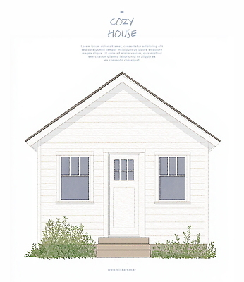 PSD 일러스트 창문 수채화 주택 사람없음 문 흰색 풀 화단 국내일러스트 식물 컬러 건물 파일형식