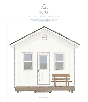 PSD 벤치 일러스트 창문 수채화 주택 사람없음 문 흰색 국내일러스트 컬러 의자 건물 파일형식