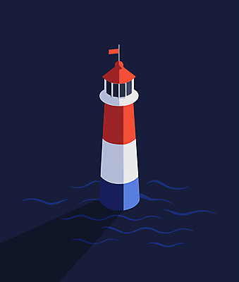 물결 바다 일러스트 등대 항해 안전 사람없음 구출 남색 심야 엘리먼트 국내일러스트 AI파일 컬러 배_교통 도움 파일형식 벡터