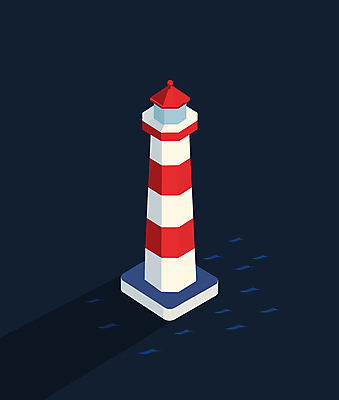 물결 바다 일러스트 등대 항해 안전 사람없음 구출 남색 심야 엘리먼트 국내일러스트 AI파일 컬러 배_교통 도움 파일형식 벡터