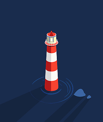 물결 바다 일러스트 등대 항해 안전 사람없음 구출 남색 심야 엘리먼트 국내일러스트 AI파일 컬러 배_교통 도움 파일형식 벡터