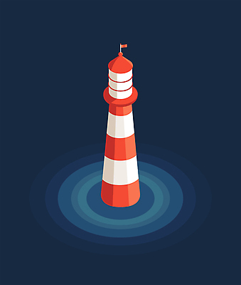 물결 바다 일러스트 등대 항해 안전 사람없음 구출 남색 심야 엘리먼트 국내일러스트 AI파일 컬러 배_교통 도움 파일형식 벡터