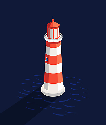 물결 바다 일러스트 등대 항해 안전 사람없음 구출 남색 심야 엘리먼트 국내일러스트 AI파일 컬러 배_교통 도움 파일형식 벡터