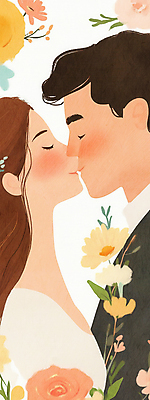 JPG 부부 여자 남자 꽃 행복 신부 부케 신랑 결혼 일러스트 결혼식 키스 사랑 성인 두명 로맨틱 설렘 세레나데 성인만 국내일러스트 AI일러스트 AI콘텐츠 식물 커플 감정 꽃다발 컨셉 사람 이벤트 애정표현 파일형식