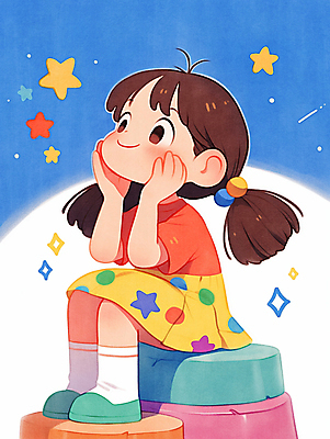 JPG 전신 여자 행복 별 어린이 일러스트 상상 한명 미소 소녀 우주 턱괴기 어린이상상 공상 소녀한명만 국내일러스트 AI일러스트 AI콘텐츠 자연요소 1 감정 모션 표정 사람 여자한명만 소녀만 파일형식