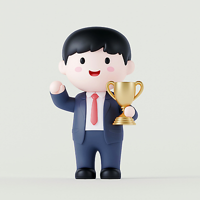 전신 PSD 편집이미지 캐릭터 남자 포즈 성공 한명 웃음 정장 이벤트 성인 축하 우승 비즈니스맨 트로피 시상 우승자 성인남자한명만 편집3D 1 옷 컨셉 비즈니스 표정 사람 3D 최고 직장인 상_우승 남자한명만 성인남자만 파일형식