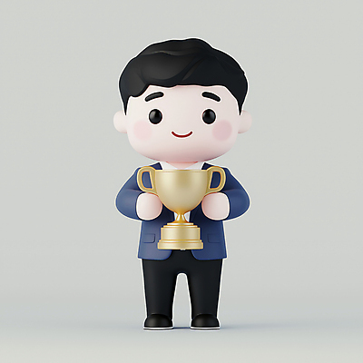 전신 PSD 편집이미지 캐릭터 남자 포즈 성공 한명 웃음 정장 이벤트 성인 축하 우승 비즈니스맨 트로피 시상 우승자 성인남자한명만 편집3D 1 옷 컨셉 비즈니스 표정 사람 3D 최고 직장인 상_우승 남자한명만 성인남자만 파일형식
