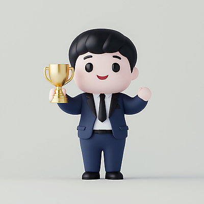 전신 PSD 편집이미지 캐릭터 남자 포즈 성공 한명 웃음 정장 이벤트 성인 축하 우승 비즈니스맨 트로피 시상 우승자 성인남자한명만 편집3D 1 옷 컨셉 비즈니스 표정 사람 3D 최고 직장인 상_우승 남자한명만 성인남자만 파일형식