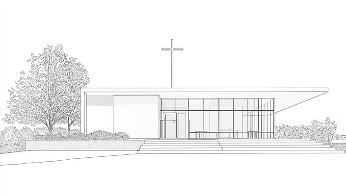 JPG 디자인 현대건축 기독교 십자가 일러스트 사람없음 성당 교회 설계도 흰색 스케치 라인아트 예배 미니멀 국내일러스트 AI일러스트 AI콘텐츠 건축 종교 선 컬러 종교건축 건설업 미술 건물 파일형식