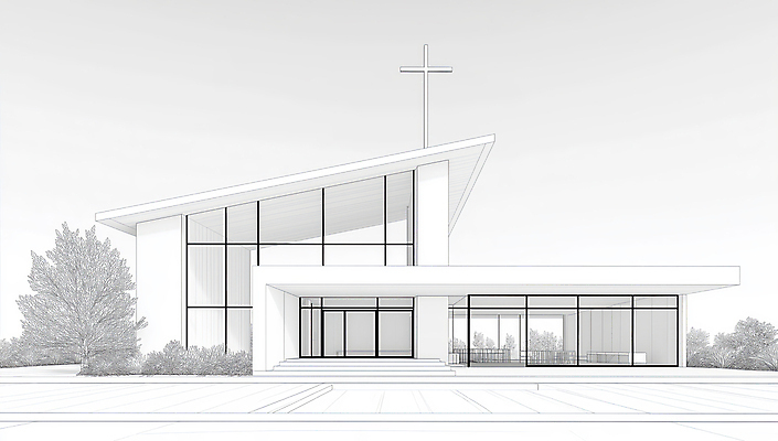 JPG 디자인 현대건축 기독교 십자가 일러스트 사람없음 성당 교회 설계도 흰색 스케치 라인아트 예배 미니멀 국내일러스트 AI일러스트 AI콘텐츠 건축 종교 선 컬러 종교건축 건설업 미술 건물 파일형식