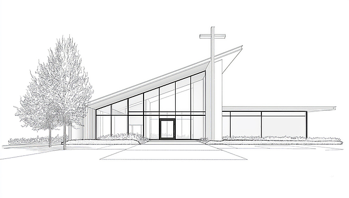 JPG 디자인 현대건축 기독교 십자가 일러스트 사람없음 성당 교회 설계도 흰색 스케치 라인아트 예배 미니멀 국내일러스트 AI일러스트 AI콘텐츠 건축 종교 선 컬러 종교건축 건설업 미술 건물 파일형식