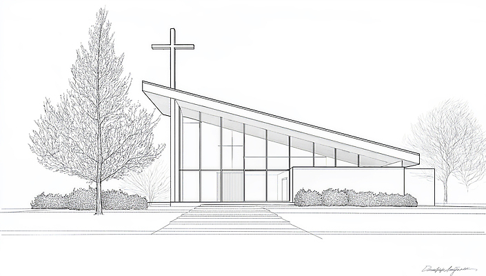 JPG 디자인 현대건축 기독교 십자가 일러스트 사람없음 성당 교회 설계도 흰색 스케치 라인아트 예배 미니멀 국내일러스트 AI일러스트 AI콘텐츠 건축 종교 선 컬러 종교건축 건설업 미술 건물 파일형식