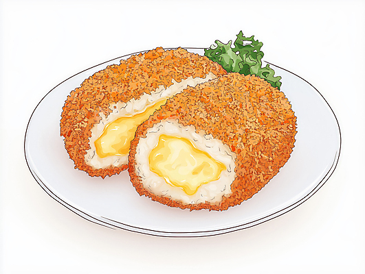 JPG 접시 일러스트 단면 따뜻함 사람없음 갈색 전통음식 애피타이저 크로켓 핸드메이드 국내일러스트 AI일러스트 AI콘텐츠 전통 식기 음식 컬러 튀김 파일형식