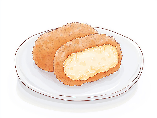 JPG 접시 일러스트 단면 따뜻함 사람없음 갈색 전통음식 애피타이저 크로켓 핸드메이드 국내일러스트 AI일러스트 AI콘텐츠 전통 식기 음식 컬러 튀김 파일형식