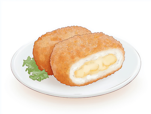 JPG 접시 일러스트 단면 따뜻함 사람없음 갈색 전통음식 애피타이저 크로켓 핸드메이드 국내일러스트 AI일러스트 AI콘텐츠 전통 식기 음식 컬러 튀김 파일형식