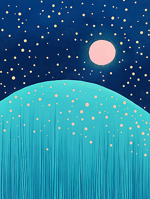 JPG 야경 일러스트 자연 밤하늘 하늘 산 사람없음 파란색 빛 어둠 고요 달 신비 언덕 둥근달 환상 국내일러스트 AI일러스트 AI콘텐츠 자연요소 컬러 컨셉 야간 생태계 파일형식 풍경_경치