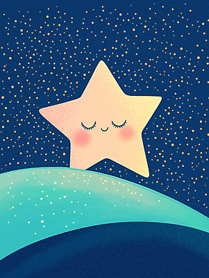 JPG 행복 별 일러스트 자연 밤하늘 산 미소 웃음 사람없음 파란색 귀여움 고요 언덕 긍정적 밝은색 환상 초현실주의 국내일러스트 AI일러스트 AI콘텐츠 자연요소 감정 컬러 컨셉 하늘 표정 야간 생태계 파일형식