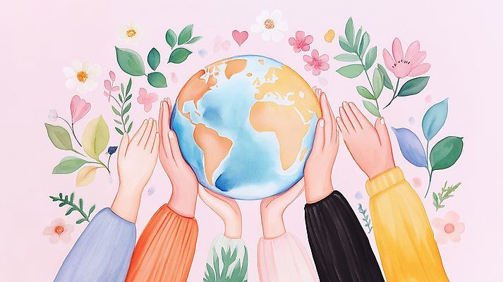 JPG 손 꽃 행복 지구 분홍색 일러스트 미래 사랑 신체부위 평화 자연보호 국내일러스트 AI일러스트 AI콘텐츠 식물 감정 컬러 컨셉 자연 사람 보호 파일형식