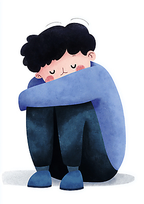 JPG 전신 남자 감정 어린이 일러스트 한명 앉기 소년 파란색 슬픔 좌절 고독 감성 소년한명만 국내일러스트 AI일러스트 AI콘텐츠 1 컬러 컨셉 모션 사람 남자한명만 소년만 파일형식