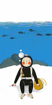 JPG 여자 바다 일러스트 한명 성인 파란색 제주도 수중 수영 돌_바위 잠수 잠수복 해녀 해녀복장 성인여자한명만 국내일러스트 AI일러스트 AI콘텐츠 직업 1 옷 컬러 한국 사람 수상스포츠 여자한명만 성인여자만 파일형식