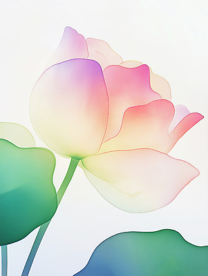 JPG 꽃 예술 잎 일러스트 자연 페인팅 수채화 사람없음 분위기 그림 연분홍색 국내일러스트 AI일러스트 AI콘텐츠 식물 분홍색 컨셉 생태계 파일형식