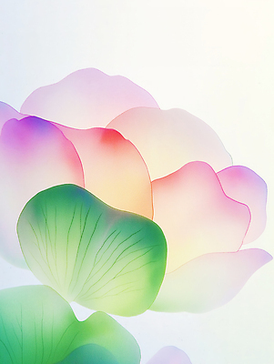 JPG 꽃 예술 잎 일러스트 자연 페인팅 수채화 사람없음 분위기 그림 연분홍색 국내일러스트 AI일러스트 AI콘텐츠 식물 분홍색 컨셉 생태계 파일형식