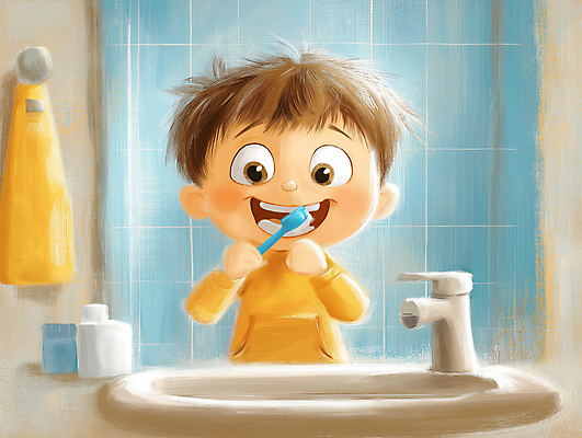 JPG 남자 행복 어린이 일러스트 한명 웃음 소년 일상 파란색 귀여움 깨끗함 욕실 양치 위생 칫솔 세면대 습관 소년한명만 국내일러스트 AI일러스트 AI콘텐츠 1 감정 컬러 컨셉 표정 사람 라이프 위생용품 청결 남자한명만 소년만 파일형식