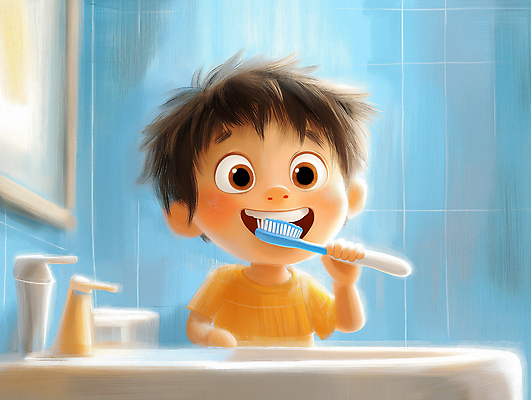 JPG 남자 행복 어린이 일러스트 한명 웃음 소년 일상 파란색 귀여움 깨끗함 욕실 양치 위생 칫솔 세면대 습관 소년한명만 국내일러스트 AI일러스트 AI콘텐츠 1 감정 컬러 컨셉 표정 사람 라이프 위생용품 청결 남자한명만 소년만 파일형식