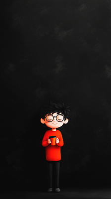 JPG 전신 캐릭터 남자 행복 커피 어린이 일러스트 티타임 한명 들기 소년 컵 검은색 단순화된 소년한명만 국내일러스트 일러캐릭터 AI일러스트 AI콘텐츠 1 식기 감정 음료 컬러 모션 휴식 사람 남자한명만 소년만 파일형식