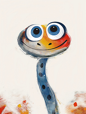 JPG 일러스트 파충류 밝음 웃음 사람없음 컬러풀 뱀띠 뱀캐릭터 생동감 국내일러스트 AI일러스트 AI콘텐츠 동물 컬러 동물캐릭터 표정 십이지신 뱀 파일형식