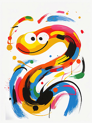 JPG 예술 일러스트 추상 사람없음 컬러풀 뱀띠 뱀캐릭터 국내일러스트 AI일러스트 AI콘텐츠 컬러 동물캐릭터 무늬 십이지신 뱀 파일형식
