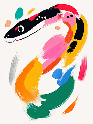 JPG 일러스트 자연 추상 사람없음 컬러풀 뱀띠 뱀캐릭터 영감 세련 미니멀 국내일러스트 AI일러스트 AI콘텐츠 컬러 동물캐릭터 무늬 십이지신 뱀 생태계 파일형식