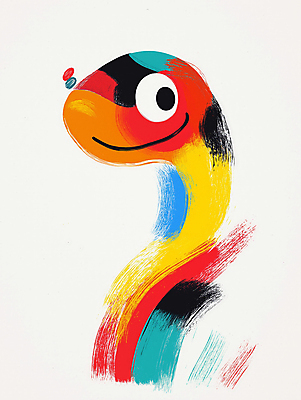 JPG 예술 일러스트 파충류 사람없음 컬러풀 뱀띠 뱀캐릭터 독창 창의성 미니멀 국내일러스트 AI일러스트 AI콘텐츠 동물 컬러 동물캐릭터 십이지신 뱀 파일형식