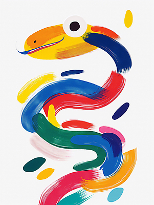 JPG 동물 예술 일러스트 추상 사람없음 컬러풀 에너지 표현 뱀띠 뱀캐릭터 생동감 국내일러스트 AI일러스트 AI콘텐츠 컬러 동물캐릭터 무늬 십이지신 뱀 파일형식