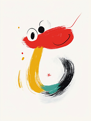 JPG 디자인 예술 일러스트 추상 밝음 사람없음 컬러풀 뱀띠 뱀캐릭터 창의성 국내일러스트 AI일러스트 AI콘텐츠 컬러 동물캐릭터 무늬 십이지신 뱀 파일형식