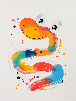 JPG 디자인 예술 일러스트 추상 사람없음 컬러풀 뱀띠 뱀캐릭터 조화 창의성 미니멀 국내일러스트 AI일러스트 AI콘텐츠 컬러 동물캐릭터 무늬 십이지신 뱀 파일형식