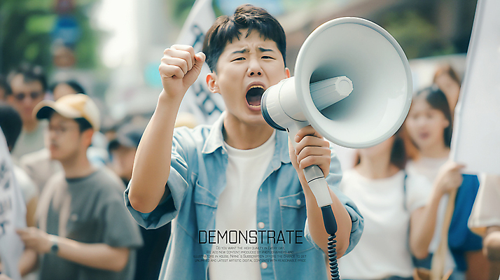 PSD 편집이미지 여자 남자 여러명 성인 확성기 주먹 군중 시위 집회 의료성형뷰티 성인만 시위대 이미지편집 편집실사 다수 모션 사람 CG 파일형식