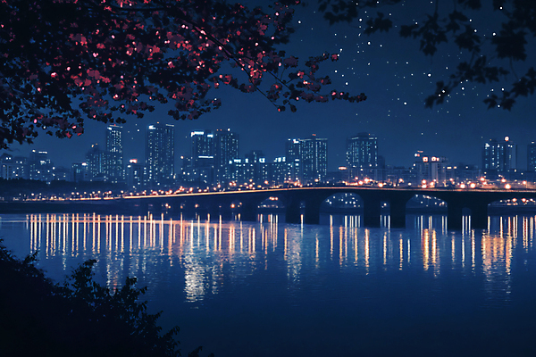 JPG 편집이미지 야경 사람없음 빛 강 축제 화려 분수 한강 네온 편집실사 AI포토 AI콘텐츠 컨셉 서울 야간 CG 랜드마크 파일형식 풍경_경치