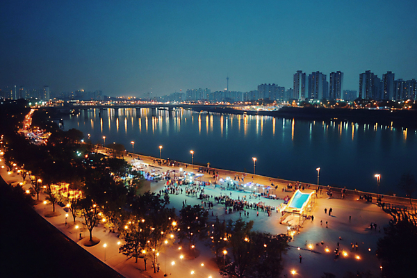 JPG 편집이미지 야경 사람없음 빛 강 축제 화려 분수 한강 네온 편집실사 AI포토 AI콘텐츠 컨셉 서울 야간 CG 랜드마크 파일형식 풍경_경치