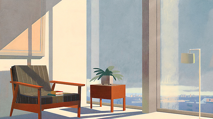 JPG 화분 액자 의자 일러스트 창문 나뭇잎 실내 풍경 사람없음 책 인테리어 공간 스탠드 편안함 협탁 국내일러스트 AI일러스트 AI콘텐츠 디자인 가구 잎 조명 내부 감각 파일형식