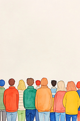 JPG 여자 남자 일러스트 여러명 컬러풀 걷기 군중 드로잉 국내일러스트 AI일러스트 AI콘텐츠 컬러 다수 모션 미술 사람 파일형식